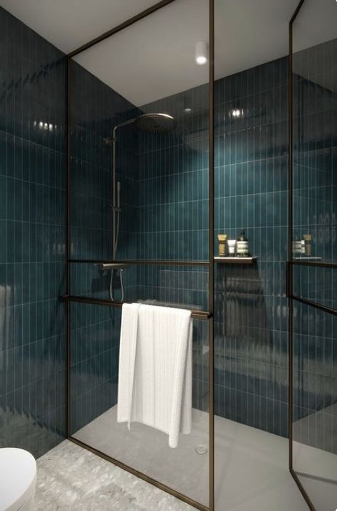 Enclosure Ideas, Cleaning Bathroom, Teal Bathroom, Shower Box, Loft Bathroom, Clean Bathroom, Tub Bathroom, Bathroom Black, Door Bathroom