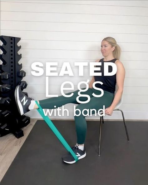 Seated Leg Workout, Band Leg Exercises, Seated Exercises, Leg Workouts, Leg Bands, Resistance Band Exercises, Resistance Bands, Band Workout, Legs Day