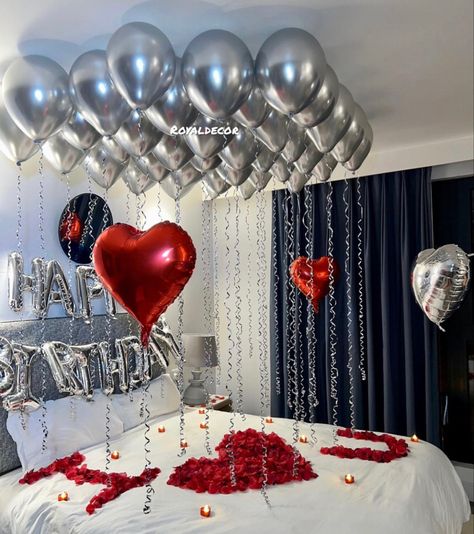 Decorated Rooms For Valentines Day, Red And Black Hotel Room Decorations Birthday, Balloon Room Decorations For Birthday, Valentine Room Decoration For Him, Decorated Valentines Room, Decorated Hotel Room For Birthday For Him, Engagement Hotel Room Decorations, Hotel Decorations For Girlfriend, Decorate Hotel Room Romantic For Him