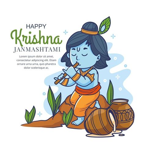 Cartoon krishna janmashtami illustration | Free Vector #Freepik #freevector #cartoon #event #religion #greeting-card Happy Janmashtami Image, Janmashtami Photos, Cartoons Krishna, Janmashtami Images, Happy Krishna Janmashtami, Janmashtami Wishes, Happy Krishna, Happy Janmashtami, Baby Krishna