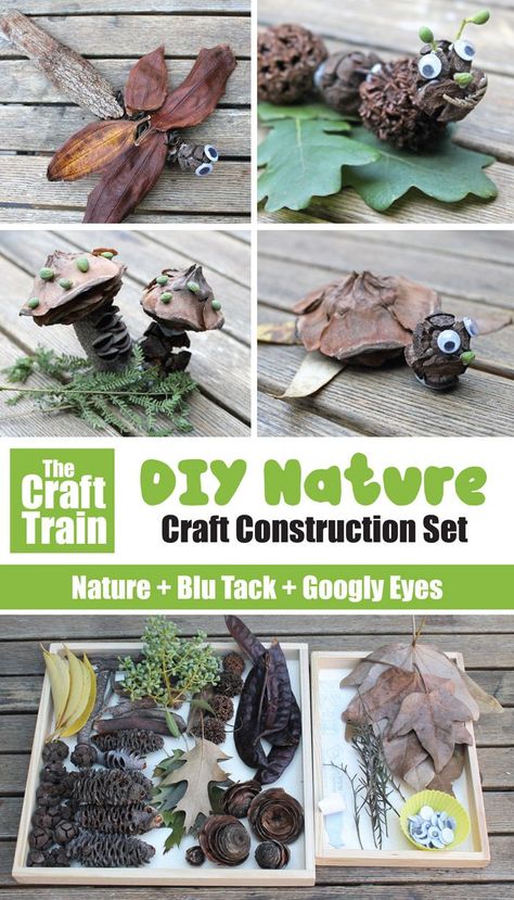 DIY nature craft construction set – a fun STEM nature craft idea for kids  #kidscrafts #naturecrafts #outdoorideas #STEM #stemcrafts #kidsactivities #steam Arts And Crafts For Kids Toddlers, Train Crafts, Snail Craft, Diy Nature, Train Projects, Diy Construction, Kids Craft Room, Nature Craft, Nature Projects