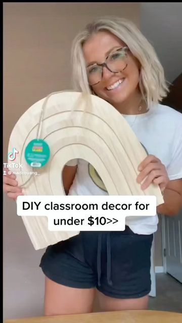 Ang Tillson on Instagram: "One of the DIY projects I did this summer✨ I saw a Tiktok of another teacher painting this rainbow and knew I needed to try it! I found this wooden rainbow at target for $5, and grabbed some acrylic paint from Walmart for a dollar each! #classroomsetup #iteachtoo #fifthgrade #fifthgradeteacher #diyclassroom #diytutorial #teachersofinstagram #teachersofinsta #teachersoftiktok #5thgrade #5thgradeteacher #teacherssupportteachers #teach #teacherslife #targetteachers #tar Target Wooden Rainbow Painted, Boho Rainbow Painting, Flip Sticks, Rainbow Paint, Wooden Rainbow, Diy Classroom, Rainbow Decorations, Target Style, Teacher Style