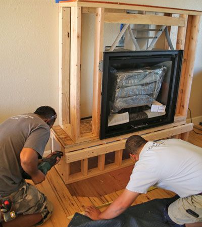 How To Build A Gas Fireplace, Building A Gas Fireplace, How To Build A Hearth, Protruding Fireplace, Fireplace Insert Makeover, Propane Fireplace Insert, How To Frame A Gas Fireplace Insert, Hearth Seating, Hearth Remodel