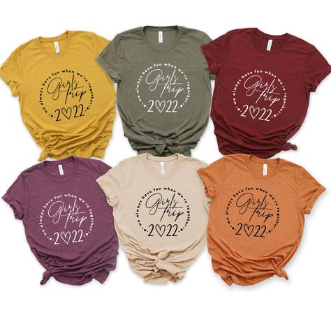 Vacation Shirt Ideas Friends, Girls Trip Tshirt Ideas, Girls Trip Shirts Ideas, Vacation Tshirts Friends, Friends Group Shirts Trip, Girls Beach Trip Shirts, Girls Weekend Shirts Casual, Best Friends Weekend Shirts, Vegas Girls Trip Shirts