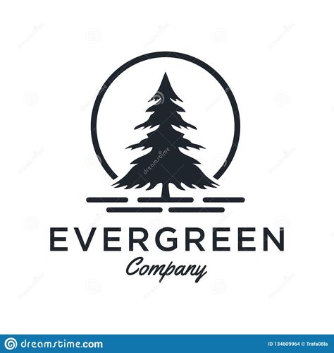 Evergreen logo Pine Tree Logo Design, Tree Logo Design Inspiration, Pine Tree Logo, Winter Container Gardening, Green Logo Design, Tree Logo Design, Logo Illustration Design, Outdoor Logos, Inspiration Illustration