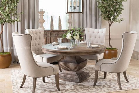 Dining Room Castella 60" Round Dining Table Round Dining Table Base Ideas, 36” Round Table, Dining Room Decor Tables, Dining Room Round Table Ideas, Round Kitchen Tables, Round Dining Table Design, Dining Room With Round Table, Dining Tables Ideas, Round Table Dining Room