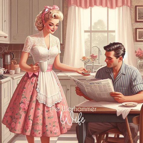 50s Husband And Wife, 50s Housewife Aesthetic Vintage, 1920s Housewife, Housewife Photoshoot, Women In The 50s, 1950s Wife, 50s Housewife Aesthetic, 1950s Housewife Aesthetic, 1950s Housewife Fashion