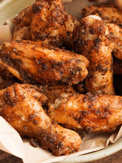 Lemon Wings, Air Fryer Lemon Pepper Wings, Whisper Of Yum, Air Fry Chicken Wings, Lemon Pepper Chicken Wings, Lemon Pepper Wings, Air Fryer Chicken Wings, Air Fried Food, Airfryer Recipes