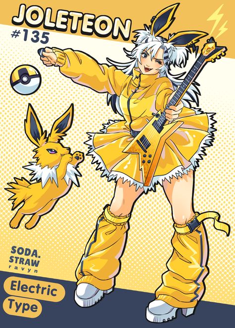 Jolteon As A Human, Eevee Gijinka, Pokemon Gijinka Male, Pikachu Gijinka, Eeveelution Cosplay, Pokemon Jolteon, Pokemon Gijinka, Pokemon Fusion Art, Fusion Art