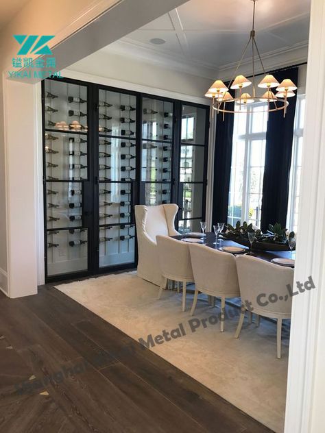 Wine Room In Dining Room, Wine Fridge Wall Dining Room, Dining Room Wine Cellar, Wine Storage In Dining Room, Living Room Wine Cellar, Wine Wall Ideas Small Spaces, Dining Room Wine Rack, Refrigerated Wine Wall, Dining Room Wine Cabinet