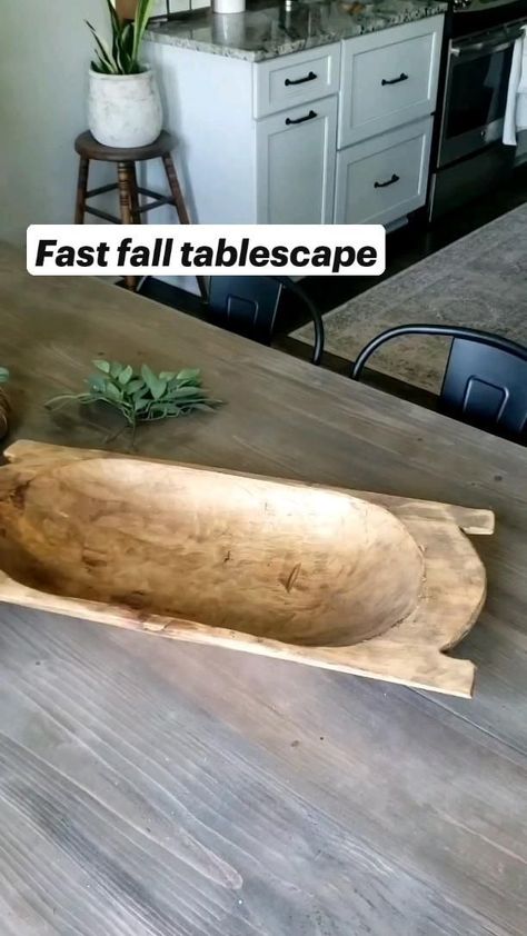 Fall Halloween Dining Table Decor, Fall Decor Round Dining Table, Diy Dough Bowl Centerpiece, Thanksgiving Dough Bowl Centerpiece, Dough Bowl Decorating Ideas, Fall Table Decorations Centerpieces, Fall Kitchen Table Decor, Fall Dining Table Decor, Fall Coffee Table Decor