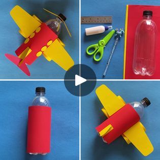 Water Bottle Airplane Craft, Airplane Craft, Make A Plane, Diy Airplane, Transportation Crafts, Craft Tutorial, Craft For Kids, Recycled Bottles, Plastic Bottle