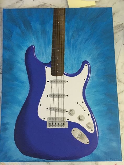 electric guitar canvas painting Painting Ideas Guitar, Electric Guitar Art Drawing, Guitar Paintings, Guitar Painting Electric, Easy Guitar Paintings, Painting Guitar, Canvas Painting Music, Electric Guitar Painting, Guitar Painting Ideas