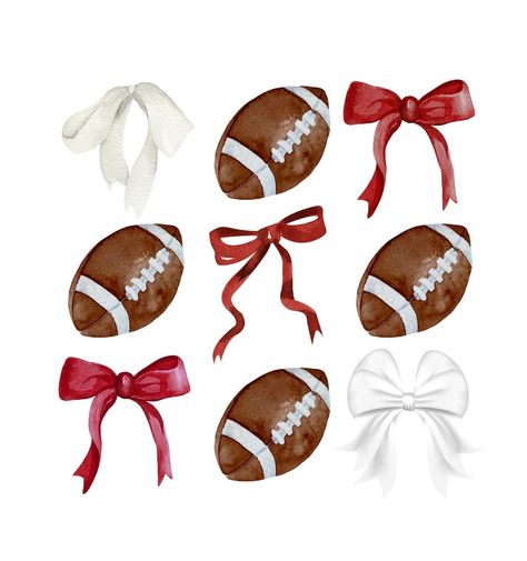 Cute Football Background, Game Day Stickers, Football Pattern Design, Football Bows, Bows Coquette, Cute Backgrounds For Iphone, Coquette Bows, Bow Wallpaper, Football Png