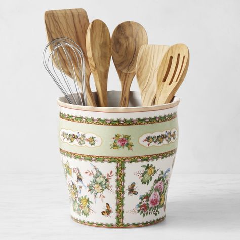 Famille Rose Utensil Holder, Porcelain | Williams Sonoma Kids Pottery, Cute Kitchen, Spatulas, Utensil Holder, Chinese Porcelain, Williams Sonoma, Kitchen Items, Hope Chest, Eye Catching Colors