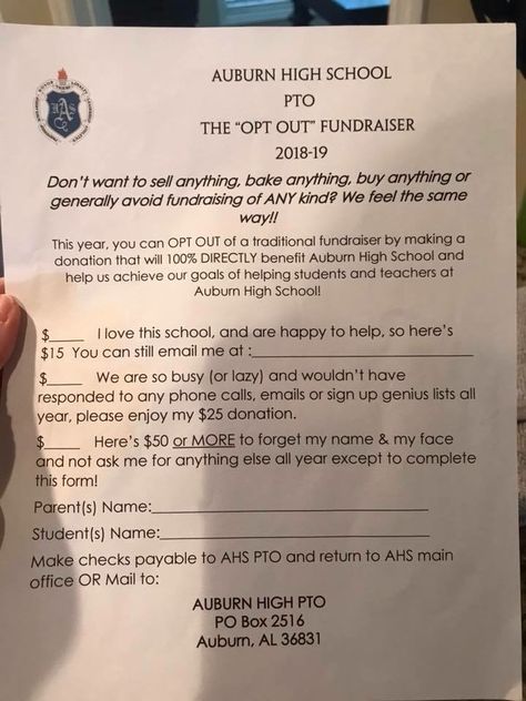 Funny Fundraising Opt Out Form Opt Out Fundraiser, Booster Club Ideas Parents, Pta Donation Request Letter, Friends Of The Library Fundraisers, Ptsa Ideas, Fccla Ideas, Parent Council, Elementary School Fundraisers, Band Booster