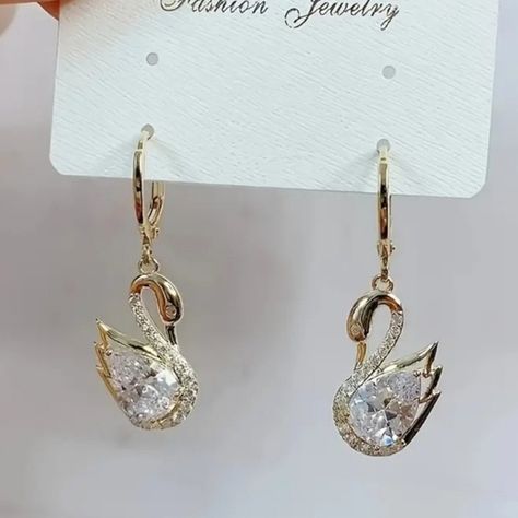 Crystal Swan Earrings Swan Earrings, Prom Vintage, Gold Swan, Nightclub Party, Crystal Diamond, Betsy Johnson, Alexis Bittar, Father Daughter, Diamond Crystal