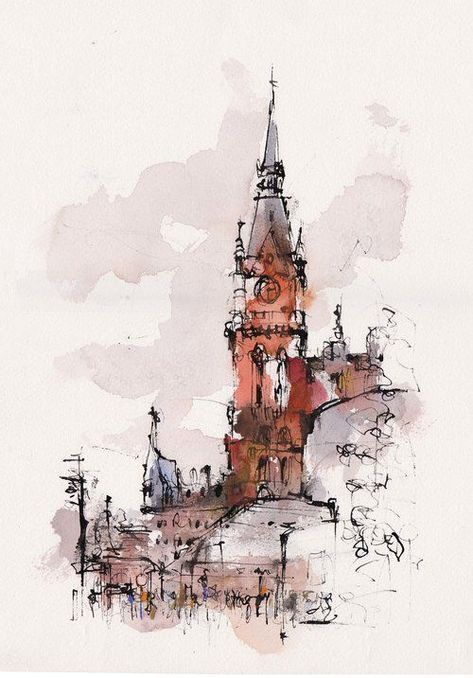 Emma Fitzpatrick, Kiah Kiean, Urban Painting, Watercolor Architecture, Architecture Drawing Art, City Painting, Architecture Painting, 수채화 그림, Urban Sketchers