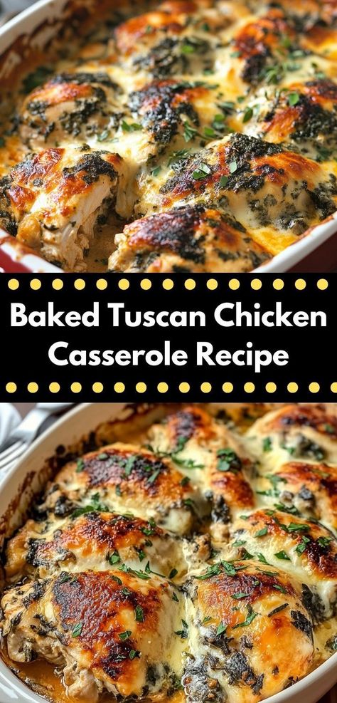 Searching for a satisfying dish that impresses? The Baked Tuscan Chicken Casserole offers a burst of Mediterranean flavors, making it an ideal centerpiece for family gatherings or cozy weeknight dinners. Tuscan Chicken Casserole, Baked Tuscan Chicken, Chicken Casserole Recipe, Flavorful Dinner, Chicken Breast Seasoning, Tuscan Chicken, Cheesy Sauce, Comfort Dishes, Easy Family Dinners