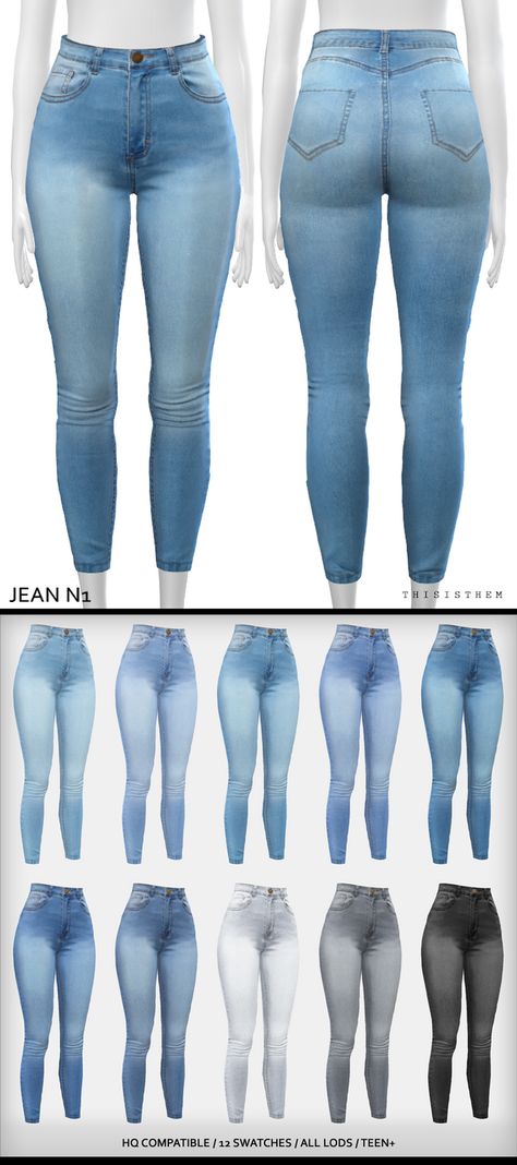 AF - Jean N1 | ThisIsThem on Patreon Sims 4 Cc Jeans, Cc Jeans, Die Sims 4, Sims 4 Black Hair, Sims 4 Traits, The Sims 4 Pc, Pelo Sims, Free Sims 4, Sims 4 Game Mods