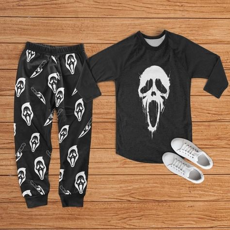 Scream Outfits, Scary Movie Night, Pajama Lounge, Adult Pajamas, Scream Movie, Cuffed Joggers, Halloween This Year, Movie Gift, Ghost Face