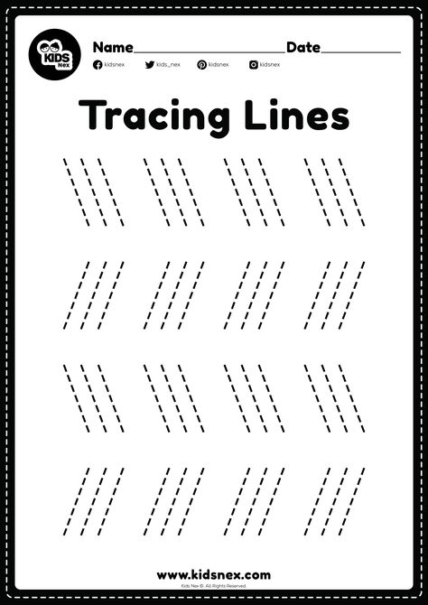 Slanting line worksheet tracing practice for kindergarten and preschoolers kids for educational activities in a free printable page. Preschool Tracing Printables, Worksheet For Nursery Kids, Alphabet Worksheets Preschool Writing Practice, Tracing Worksheets Preschool Free Printable, Tracing Lines Activities Preschool, Preschool Writing Printables, Line Tracing Worksheets Free Printables, Slanting Lines Worksheets, Tracing Activities For Preschoolers