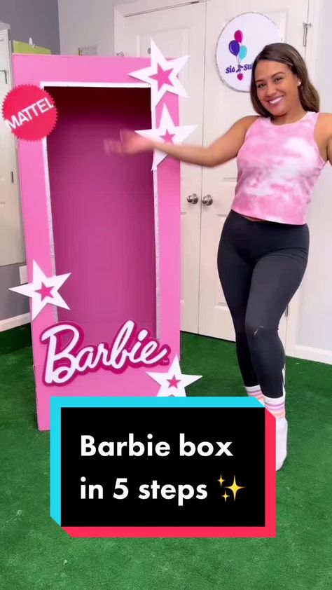 Diy Barbie In A Box Costume, Barbie Costume Box Diy, Life Size Bratz Box Diy, Trunk Or Treat Ideas For Suv Barbie, Barbie Life Size Box, Ideas For Barbie Party, Lifesize Barbie Box Photo Booths Diy, Barbie Life Size Box Diy, Diy Barbie Box How To Make