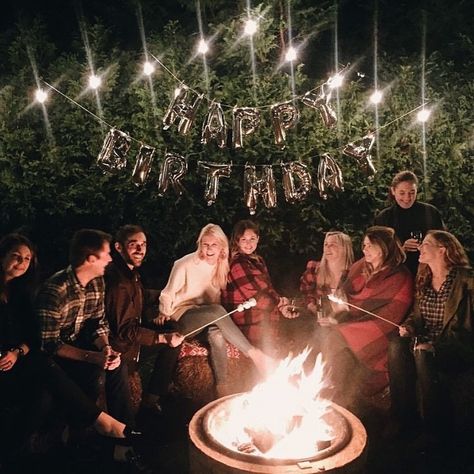 Fire Pit Birthday Party, Backyard Bonfire Party, Turning Thirty, Backyard Bonfire, Bonfire Party, Good Pie, Soft Bakes, Hershey Bar, Roasting Marshmallows