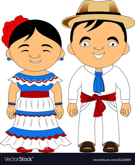 Dominican Republic Outfits, Melonheadz Clipart, Cartoon Costumes, Garden Party Dress, Kindergarten Crafts, Mexican Dresses, Man Images, World Cultures, Dominican Republic