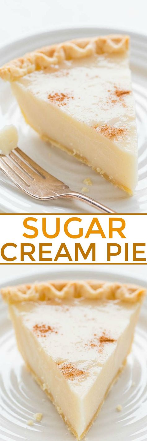 Sugar Cream Pie - An EASY, no mixer cream pie that's guaranteed to set up!! Sweet, rich, creamy, and tastes a lot like the infamous CRACK… Sugar Cream Pie Recipe, Sugar Cream Pie, Averie Cooks, Cream Pie Recipes, Oreo Dessert, Butter Pie, Delicious Pies, Halloween Snacks, Pie Dessert