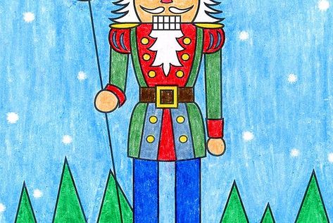 How to Draw a Nutcracker Nutcracker Art, Directed Drawing, Education Post, Blog Art, Art Projects For Kids, Art Winter, Art Classroom, Elementary Art, Kids Art Projects