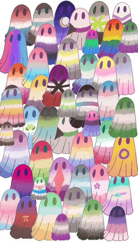 Gay ghosts Pride Ghost, Ghost Collage, Gay Halloween, Lgbtq Art, Lgbt Quotes, Rainbow Aesthetic, Pride Parade, Halloween Art, Random Things