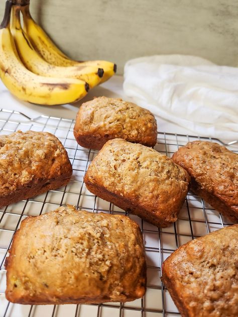 Enjoy the delightful taste of banana bread in mini loaf form! These easy recipes make perfect snacks or treats for kids and adults alike. Give it a try! Banana Bread In Mini Loaf Pans, Banana Nut Bread Recipe Mini Loaves, Banana Bread Small Loaf, Banana Bread In Small Loaf Pans, Mini Banana Bread Recipe Loaf Pan, Individual Banana Bread, Mini Banana Nut Bread Loaves, Easy Mini Bread Loaf Recipes, Small Loaf Bread Recipes