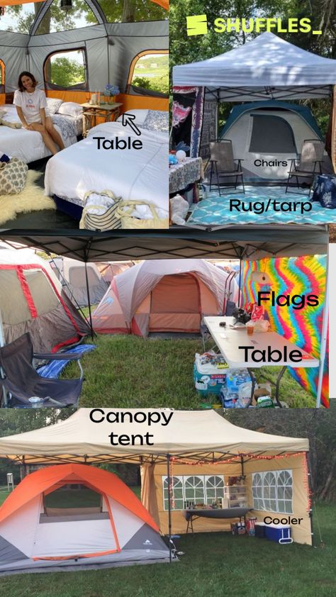 Festival Camping Setup, Tents Camping Glamping, Camping Setup, Tent Camping Hacks, Camping Inspiration, Camping Hacks Diy, Camping Set Up, Horse Camp, Family Tent Camping