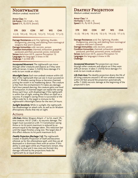 Wraiths page 2 The Witcher Monsters, Over Time, 5e Monsters, Witcher Monsters, Homebrew Monsters, Dungeons And Dragons Rules, Cr 7, Dnd Stats, Warhammer Fantasy Roleplay