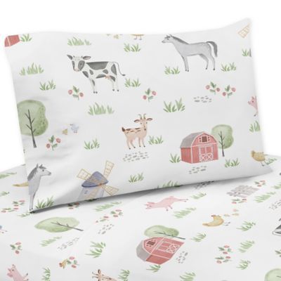 Watercolor Farm Animals, Watercolor Farmhouse, Designs Room, Farm Bedroom, Farm Room, Americana Farmhouse, Watercolor Farm, Kids Sheets, Floral Pillowcase