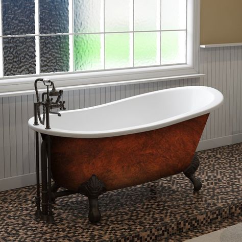 Slipper Bathtub, Cast Iron Bathtub, Bathroom Decor Themes, Slipper Tubs, Bathtub Remodel, Cast Iron Tub, Classic Slippers, Diy Bathroom Remodel, Soaking Bathtubs