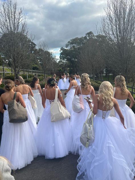 Deb Photography Ideas, White Deb Dresses, Debutant Ball Aesthetic, Debutante Dresses Aesthetic, Deb Ball Aesthetic, Debutante Dresses Australia, Debutante Photoshoot, Cotillion Aesthetic, Debutante Ball Dresses