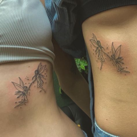 Matching Fairy Tattoos, Fairy Tattoos, Maching Tattoos, Earthy Tattoos, Cute Matching Tattoos, Tattoos Matching, Hippie Tattoo, Flower Thigh Tattoos, Bestie Tattoo