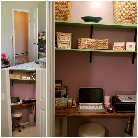 Small Cloffice, Cloffice Ideas Small Spaces, Office In A Closet, Cloffice Ideas, Pregnant Photo Ideas, Pregnant Photo, Closet Office, Digital Ideas, Home Goals