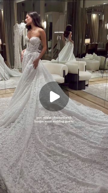 Galia Lahav on Instagram: "For those who can’t get enough of basque gowns, Opéra is your obsession fulfilled. This French guipure corseted ball gown redefines sophistication with a cat-eye plunging neckline and a captivating long train. It’s the grandeur you’ve been waiting for #galialahav" Galia Lahav, Long Train, Plunging Neckline, Ball Gown, Cat Eye, Ball Gowns, Dream Wedding, Wedding Inspiration, Train