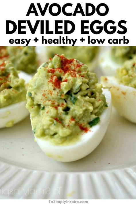 Avocado Deviled Eggs Recipe, Easter Side Dishes Recipes, Guacamole Deviled Eggs, Avocado Recipes Healthy, Devilled Eggs Recipe Best, Avocado Deviled Eggs, Deviled Eggs Easy, Gluten Free Egg Free, Deviled Eggs Recipe