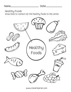 Healthy Foods matching worksheets for preschool Kindergarten Science Worksheets, Food Worksheet, Healthy Food Activities, Free Science Worksheets, Healthy Habits For Kids, Matter Worksheets, Healthy And Unhealthy Food, Matching Worksheets, Food Activities