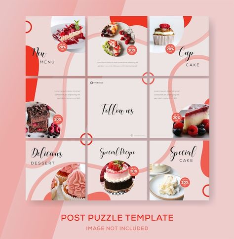 Bakery Instagram Feed Ideas, Food Instagram Feed, Feed For Instagram, For Instagram Post, Instagram Grid Design, Instagram Feed Planner, Instagram Cake, Instagram Template Design, Instagram Grid