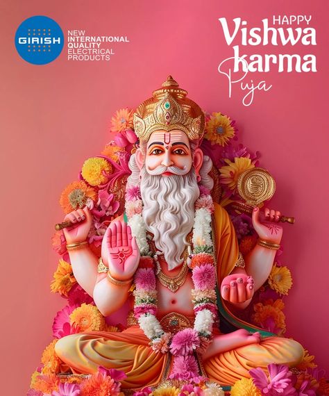 Wishing you a joyous Vishwakarma Puja!  May Lord Vishwakarma bless you with strength, wisdom, and success in all your endeavours. #GirishSwitches #FestivalOfLights #vishwakarmapuja #Vishwakarma #wishes #BestSwitches Lord Vishwakarma, Vishwakarma Puja, Quick Saves