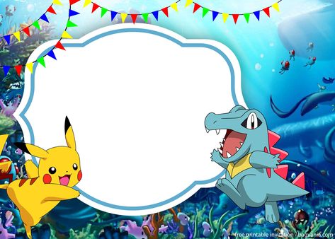 Zap the Birthday Guests with a Pokemon Pikachu Invitation Template Birthday Frame Template, Pokemon Birthday Invitations Template, Pokemon Birthday Invitations, Pokemon Invitation, Pokemon Birthday Card, Birthday Invitation Background, Pikachu Birthday, Create Birthday Invitations, Pokemon Invitations