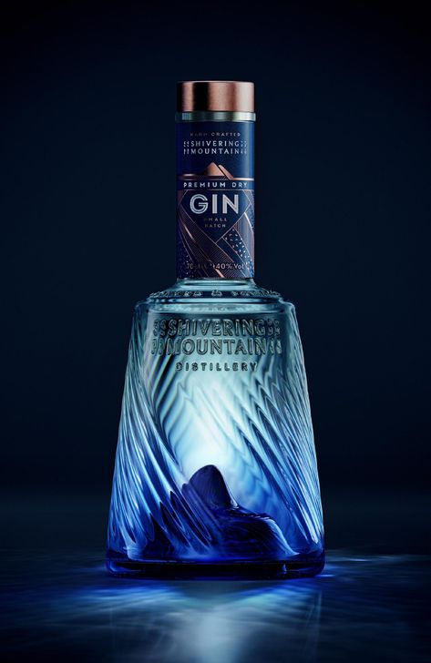 Growing momentum for Shivering Mountain Gin - The Allotment Spirits Bottle Design, Animation Blender, Vodka Labels, Industrial Design Portfolio, 3d Product Animation, Gin Brands, Gin Tasting, Rum Bottle, Bottle Design Packaging