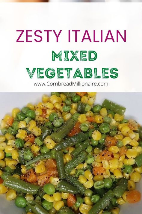 Zesty Italian Mixed Vegetables are uniquely delicious thanks to a creative splash of seasonings. Easy to make with simple ingredients. Serve as a side dish with a favorite meal or special holiday dinner. Italian Mixed Vegetables, Recipe For Mixed Vegetables, Seasoning For Mixed Vegetables, Seasoned Mixed Vegetables, Light Vegetable Side Dishes, Vegetable Medley Recipes Side Dishes, Mixed Vegetables Salad, Mixed Veggies Side Dish Frozen, Frozen Mixed Vegetable Recipes Side Dishes