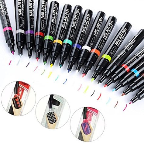 Gel Manicure Diy, Tool Drawing, Nail Pens, Diy Pens, Nail Polish Pens, Beautiful Nail Art Designs, Pen Painting, Nail Art Kits, Nail Pen