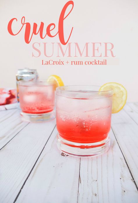 A rum summer drink recipes that makes for a simple summer cocktail using only 4 ingredients. This LaCroix cocktail will be the perfect refreshing summer cocktail to beat the August heat. Using strawberry syrup, coconut sparkling water, lemon juice, and rum to make a light and refreshing summer or anytime drink. // www.elletalk.com Summer Rum Drinks, Sparkling Water Cocktail, Dark Rum Cocktails, Spiced Rum Cocktails, Sparkling Water Drinks, Rum Drinks Recipes, Easy Summer Cocktails, Rum Cocktail Recipes, Moscow Mules